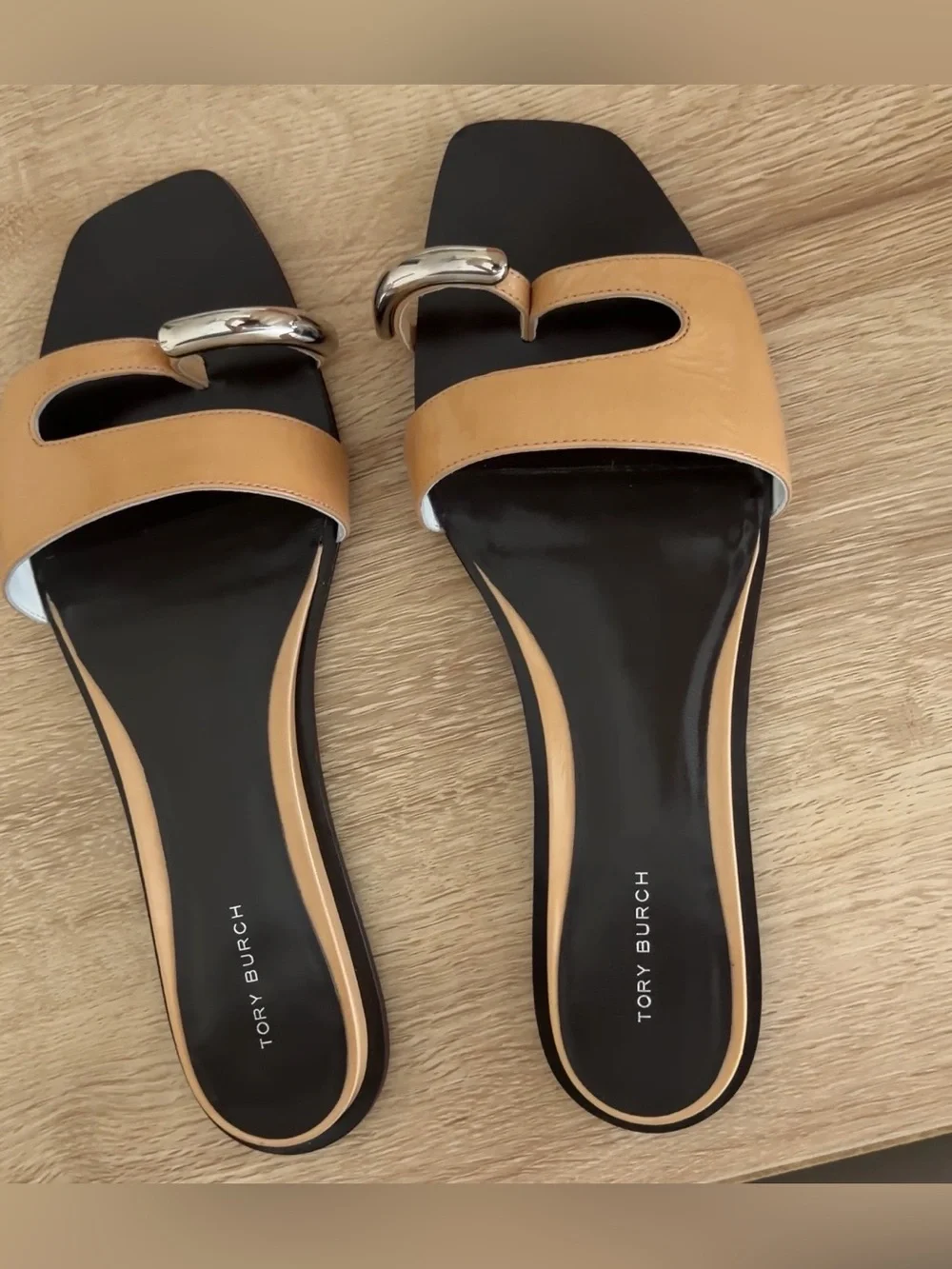TORY BURCH Pierced Slide Sandals - Cantucci & Silver - Picture 8 of 9
